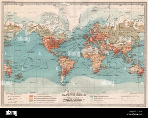 WORLD: Commercial Map of the World. BARTHOLOMEW, 1890 Stock Photo - Alamy