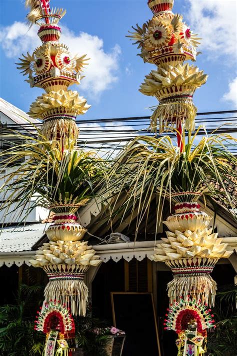 Penjor Pole Decoration for Galungan Celebration, Bali Island, Indonesia Stock Image - Image of ...