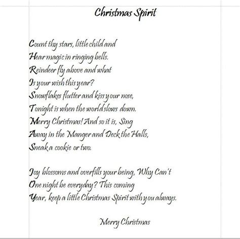 Christmas Spirit Poem an Original Christmas Poem Home Decor - Etsy UK