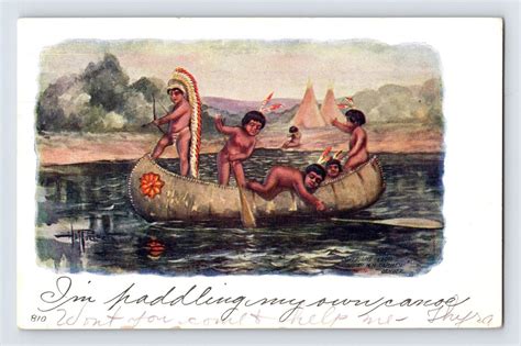 Postcard Native American Indian Children Canoe 1913 Posted Undivided Back | Asia & Middle East ...