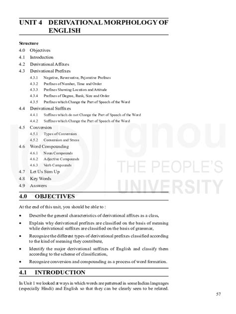 Fillable Online UNIT 4 DERIVATIONAL MORPHOLOGY OF ENGLISH Fax Email Print - pdfFiller