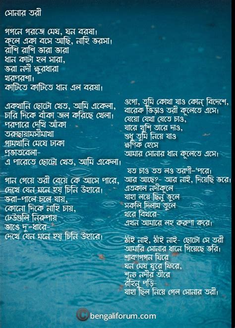 Sonar Tori Bangla kobita by Rabindranath Tagore in 2021 | Bengali poems, Literature quotes ...