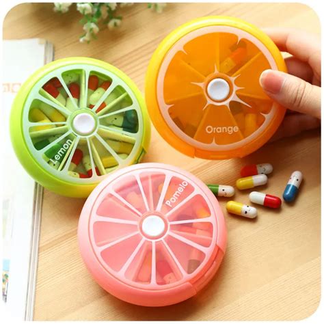 Aliexpress.com : Buy Cute Mini Portable Weekly Pill Box Rotating Pill ...