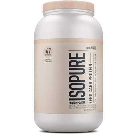 Isopure Whey Protein Isolate Powder, Unflavored, 25g Protein, 3 Lb ...