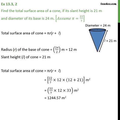 Ex 11.1, 2 Class 9 - Find the total surface area of a cone