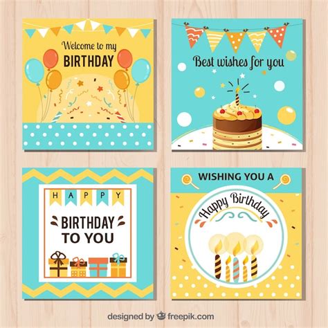 Free Vector | Pretty happy birthday cards