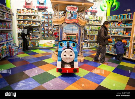 Thomas the Tank Engine merchandise is seen in a Toys R Us store in Times Square in New York ...