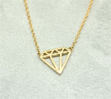 Cut-Out Diamond Shape Necklace In Gold on Luulla