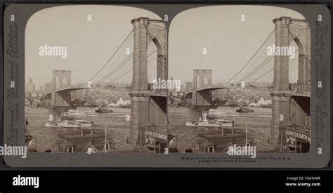 Brooklyn Bridge, looking from Brooklyn toward old New York, U.S.A, from Robert N. Dennis ...