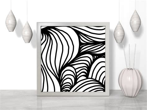 Abstract line art Black and white abstract print Art digital | Etsy