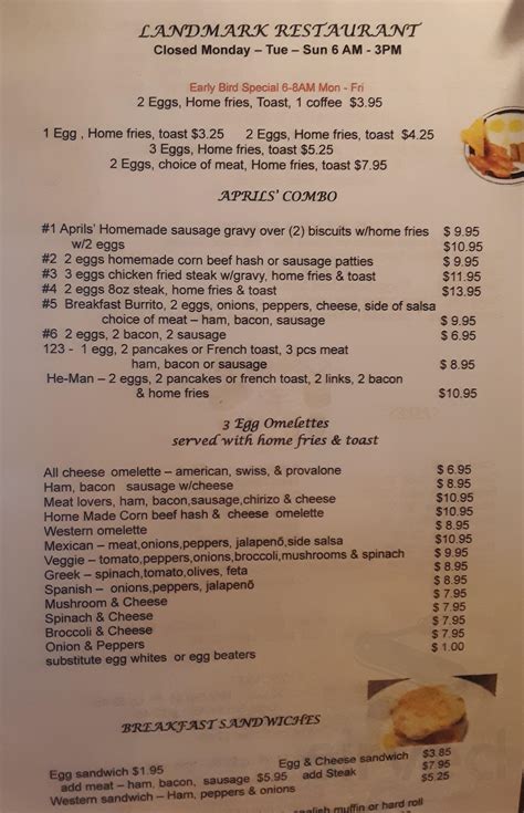 LandMark Restaurant menus in Plainfield, Connecticut, United States