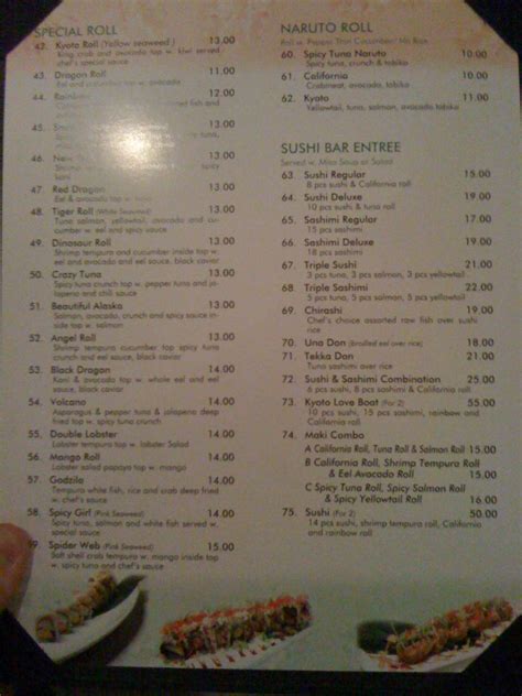 Kyoto Sushi & Grill Menu, Menu for Kyoto Sushi & Grill, Fenton, St. Louis - Urbanspoon/Zomato