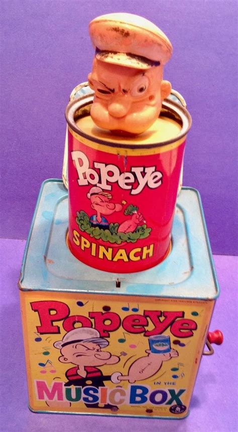 1953 VINTAGE POPEYE THE SAILORMAN SPINACH CAN MUSIC JACK IN THE BOX ~ MATTEL | #1844611666