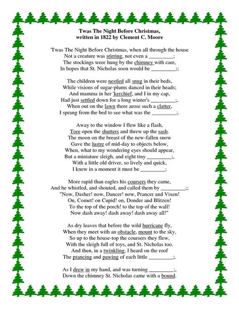 Twas The Night Before Christmas Poem Printable - Printable Word Searches