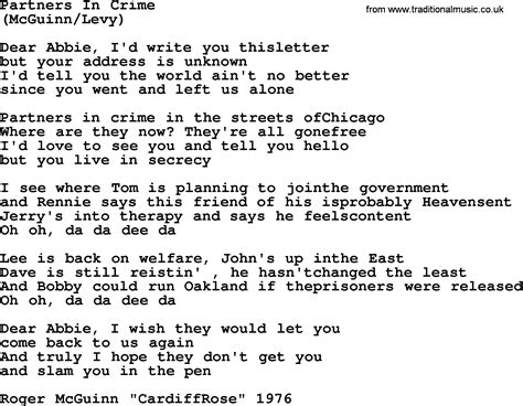 Partners In Crime, by The Byrds - lyrics with pdf