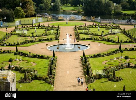 Elevated / aerial shot / photograph of the Privy Garden at Hampton Court Palace, UK Stock Photo ...