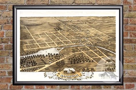 Vintage Map of Naperville, Illinois 1869 by Ted's Vintage Art | City map art, Old map, Wall art ...