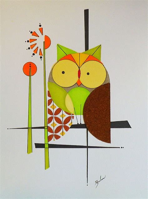 Original Modern Owl Painting Mid Century Modern by COLBYandFRIENDS ...