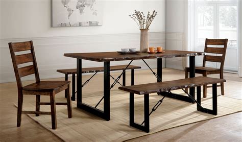 Furniture of America Jared 5 Piece Rustic Dining Table Set, Walnut ...