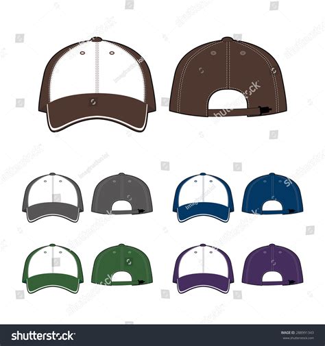 Cap Template Front Back View Vector Stock Vector (Royalty Free) 288991343 | Shutterstock