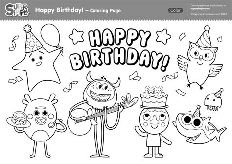 Happy Birthday! - Coloring Page - Super Simple