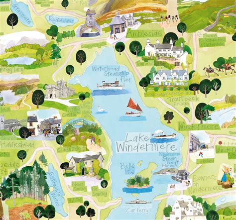 Lake Windermere Map, Lake District National Park, Giclée Fine Art Print - Etsy Australia