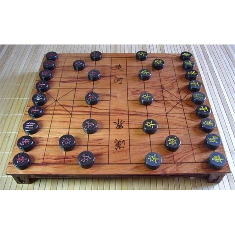 Wooden Xiangqi Set with Ebony Chips - Chinese Chess.