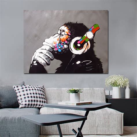 Dropshipping Cheap Home Decor,Modern DJ Monkey Painting,Wall Art ...