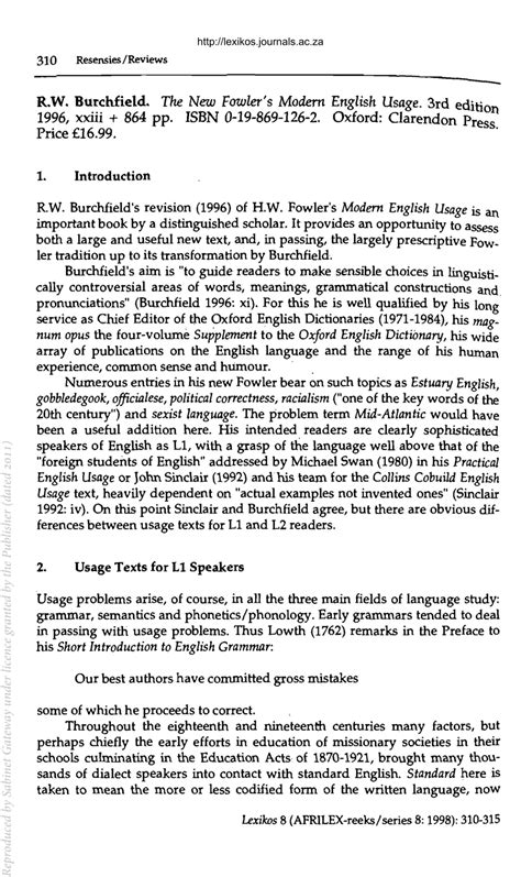 (PDF) R.W. Burchfield. The New Fowler's Modern English Usage