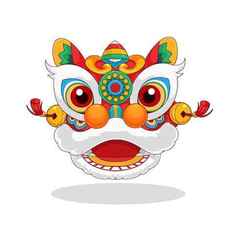 Premium Vector | Vector illustration of chinese lion head dance. happy ...