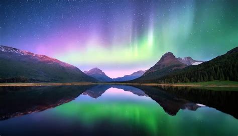 Premium Photo | Northern lights landscape