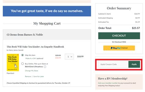 Applying Coupons and Promotion Codes on BN.com – Barnes & Noble