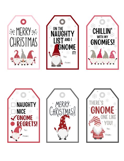 Free Printable Gnome Christmas Gift Tags | Baking You Happier