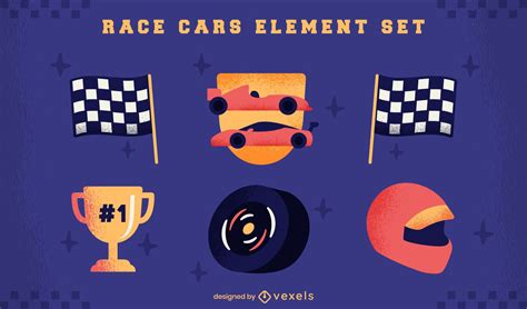 Race Car Competition Element Set Vector Download