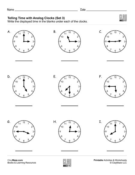 Telling Time – Read the Analog Clocks (Set 3) | Homeschool Books, Math ...