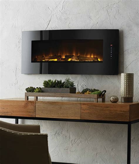 42-in Contemporary Curved Front Slim Line Wall Mount Infrared Electric Fireplace - Fireplacess.com