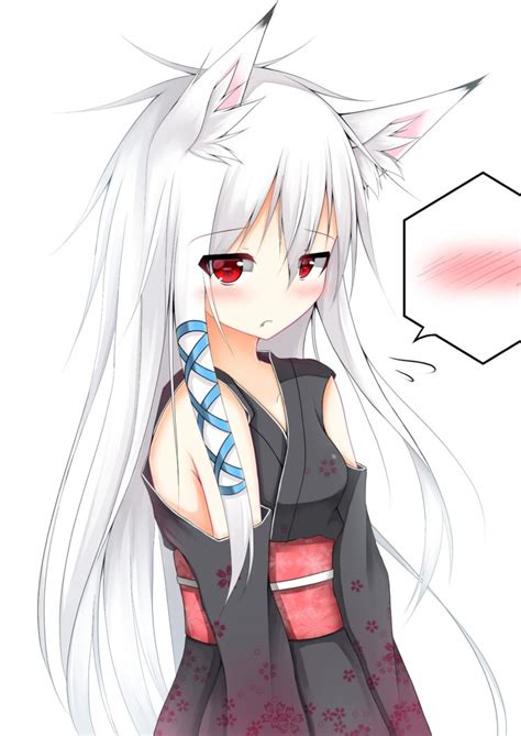 long hair, White hair, Red eyes, Anime, Anime girls, Animal ears, Tail ...