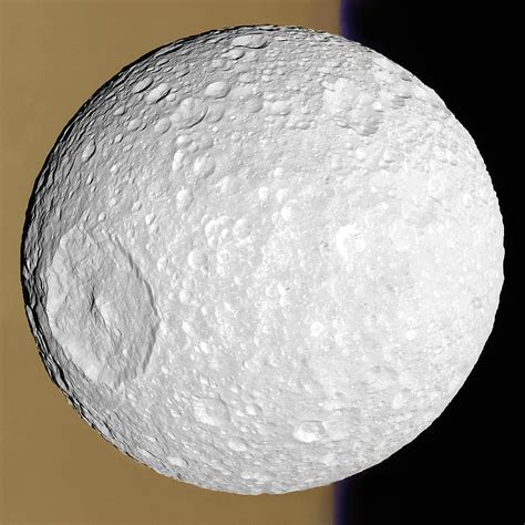 APOD: 2014 October 21 - Mimas: Small Moon with a Big Crater