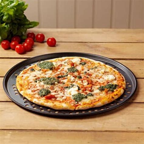 12 inch Pizza Pan Round Pizza Tray with Holes Carbon Steel Pizza Stones ...