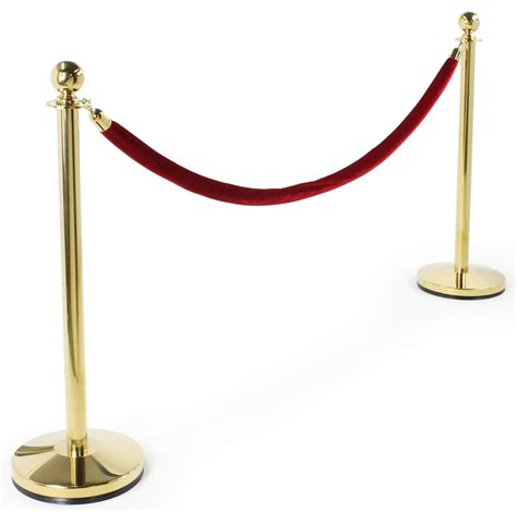 (2) Brass Post Stanchions - Burgundy Velvet