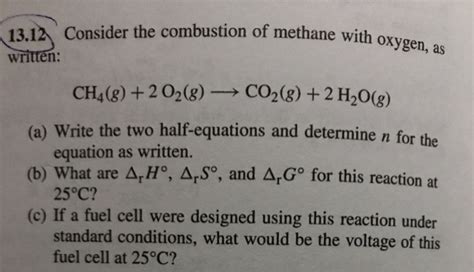 Solved Consider the combustion of methane with oxygen, as | Chegg.com