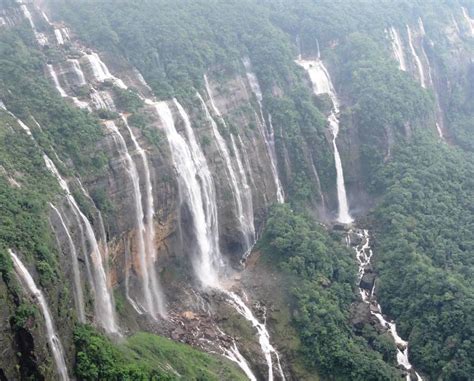 Seven Sisters Falls Cherrapunji | Nohsngithiang falls | Mawsmai falls