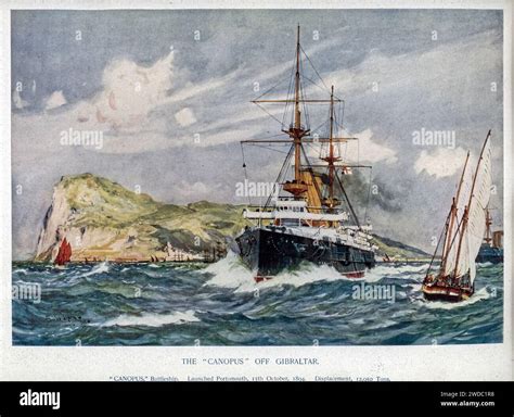 Charles Edward Dixon HMS Canopus 1897 off Gibraltar pre-dreadnought battleship Stock Photo - Alamy