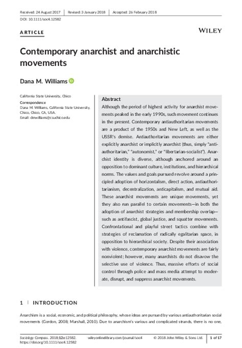 (PDF) Contemporary Anarchist and Anarchistic Movements | Dana Williams - Academia.edu