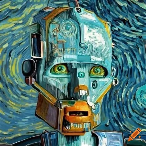 Van gogh inspired robot portrait on Craiyon