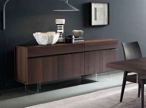 Italian Dark Walnut Wood Three Door Buffet Sideboard Miami Florida Rossetto-Gola