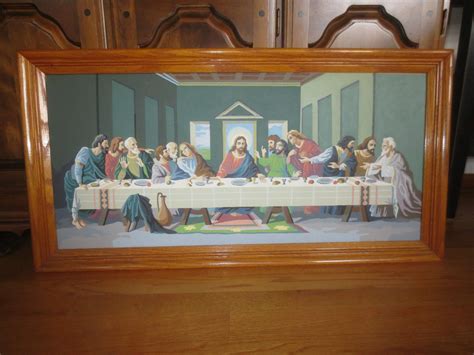 Oak Framed THE LAST SUPPER Oil Paint-By-Number Painting - 18" x 35" | #1832857978