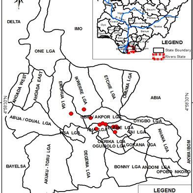 Map of Nigeria showing sampled locations in Rivers State | Download Scientific Diagram