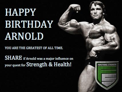 an image of a man flexing his muscles with the words happy birthday arnold