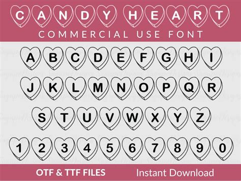 Candy Heart Font Ttf & Otf Conversation Hearts Font Valentine's Day ...